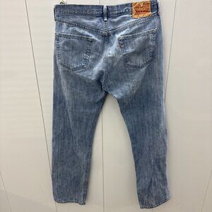 Levis 501 Jeans Mens 33x32 Blue Original Fit Straight Leg Button Fly Distressed